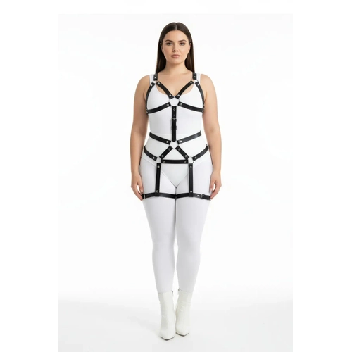 B�y�k Beden Siyah Kad�n Harness Tak�m Deri Body Fantezi Aksesuar - APFT750