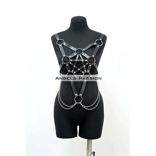 Zincir Detayl k Deri Gs Harness, Bstiyer Harness, Deri Gs Harness- APFT1399