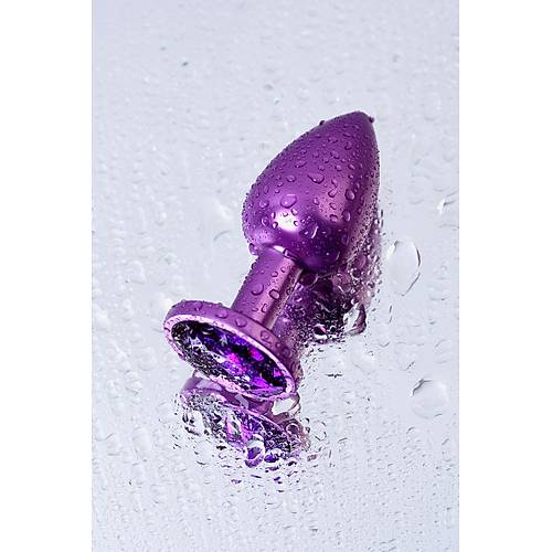 Metal by RED Anal Plug, mor kristalli, 7,2 cm, 2,8 cm, 50 g