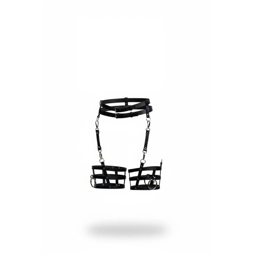 Siyah Jartiyer Harness Suni Deri Kemerli Bacak Detay� - APFT705