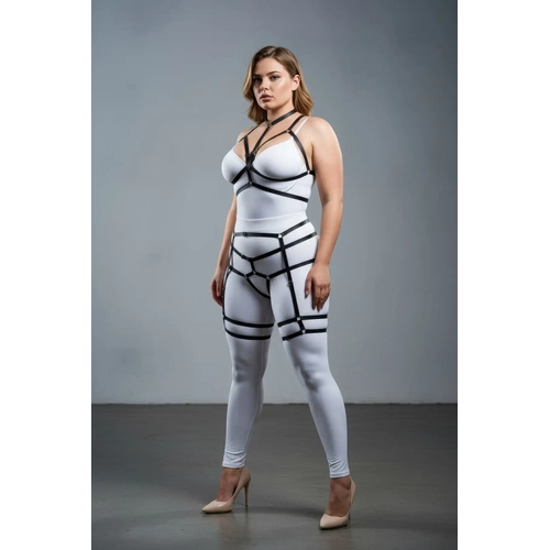 B�y�k Beden Siyah Kad�n Jartiyer Harness V�cudu Saran ��k Fantazi Aksesuar - APFT142