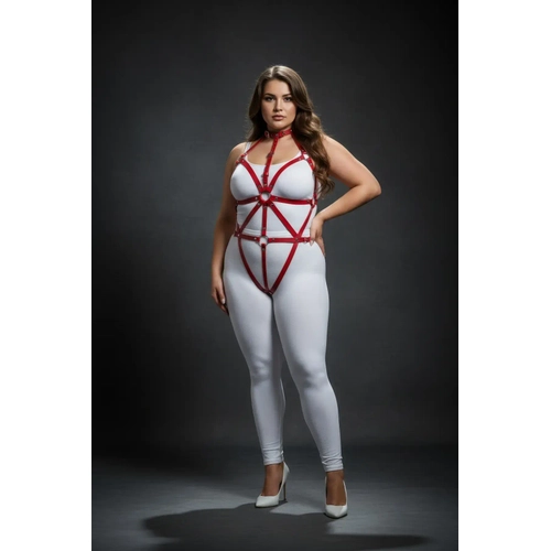 B�y�k Beden K�rm�z� Kad�n Deri Harness Tak�m Fantazi V�cut Aksesuar� - APFT243