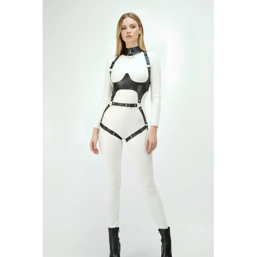 Siyah G���s Harness Deri Tokal� V�cut Korse - APFT1402