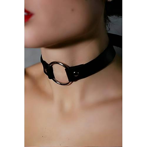 Tek Halka Detayl Ayarlanabilir k Deri Choker - APFT684