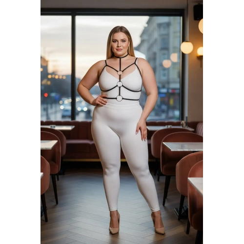 B�y�k Beden Siyah Kad�n Harness Halka ve Boyunluk Detayl� Lastik Aksesuar - APFT184