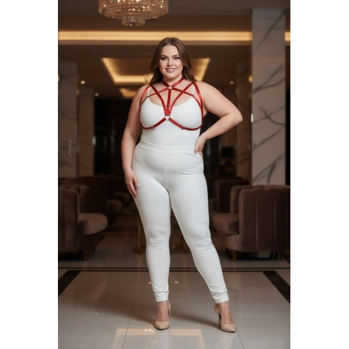 B�y�k Beden K�rm�z� Kad�n Harness Tak�m Halka Detayl� Lastik Fantezi Aksesuar - APFT166