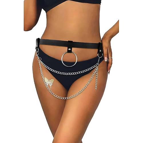 Zincirli k Deri Bel Harness - APFT923