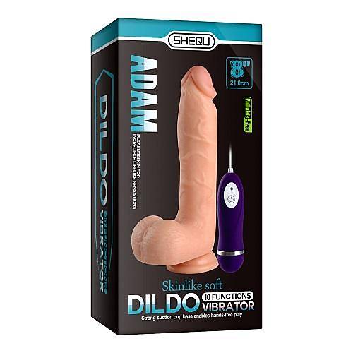 Adam 21 CM Gereki 10 Titreimli Testisli Vibratr Penis