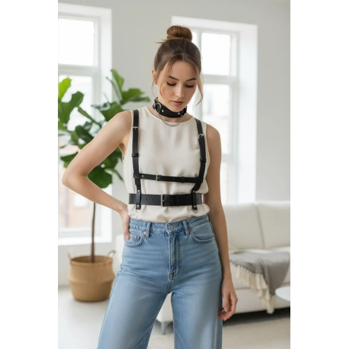 Siyah Kad�n Kemer V�cut Harness Detayl� Bel Aksesuar� - APFT959