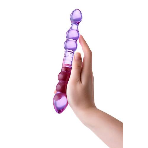 ift tarafl yapay penis Sexus Glass, cam, pembe, 22,5 cm