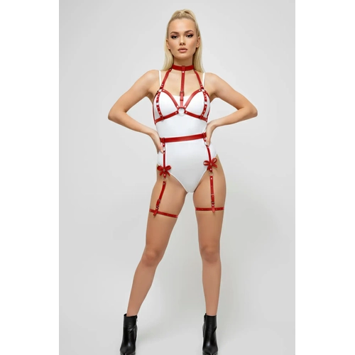K�rm�z� Jartiyer Harness Metal Halkal� Z�mba Detayl� - APFT310