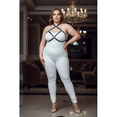B�y�k Beden Siyah Kad�n Harness Halka Detayl� Deri G���s Aksesuar� - APFT263