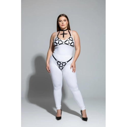 B�y�k Beden Siyah Kad�n Deri Harness Tak�m Halka Detayl� ��k Tasar�m - APFT464