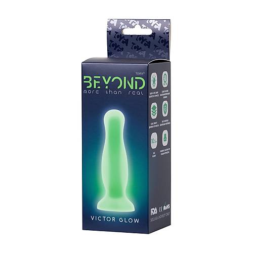 Beyond by Toyfa Victor Glow Karanlkta Parlayan Anal Plug, Silikon, effaf, 10 cm