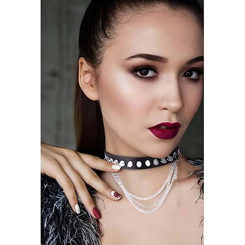 ivi Detayl Deri Choker, ivili ve Zincirli Tasma - APFT975