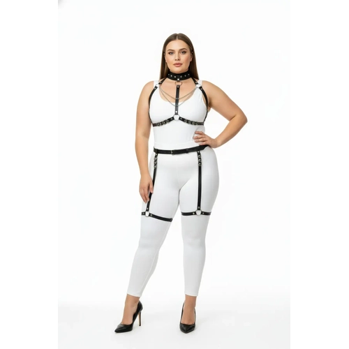 B�y�k Beden Siyah Kad�n Deri Harness Tak�m Zincir Detayl� Fantezi Aksesuar - APFT1081
