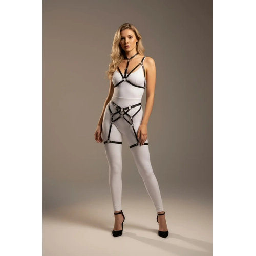 Siyah Jartiyer Harness Deri G�r�n�ml� Metal Halka Detayl� V�cut Aksesuar� - APFT507
