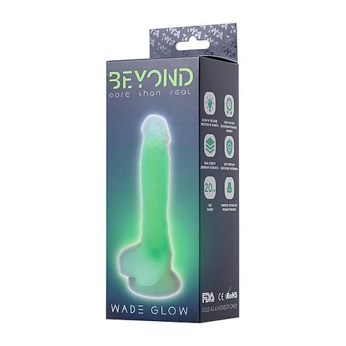 Beyond by Toyfa  Wade Glow Gece Parlayan Dildo, Silikon, Şeffaf, 20 cm