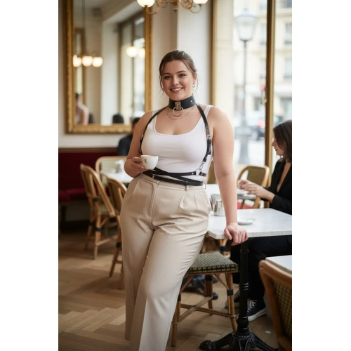 B�y�k Beden Siyah Kad�n Kemer Deri Harness V�cut Aksesuar� - APFT644