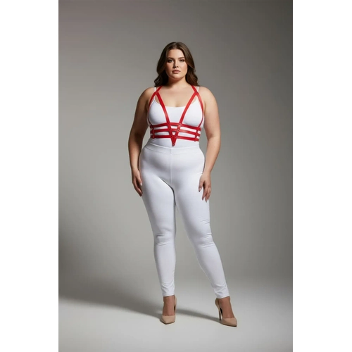B�y�k Beden K�rm�z� Kad�n Harness Tak�m Ayarlanabilir Deri V�cut Aksesuar� - APFT237