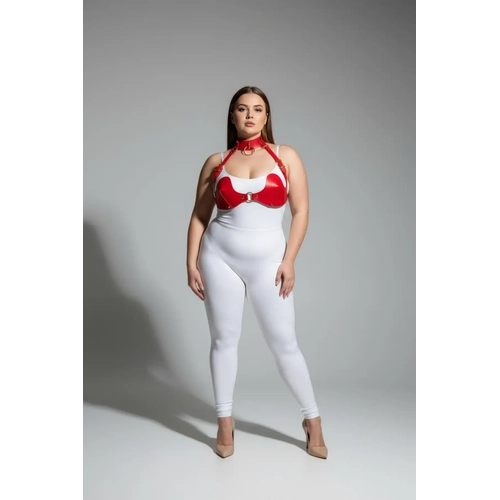 B�y�k Beden K�rm�z� Kad�n Harness Tak�m Deri S�tyen Halka Detayl� Fantezi Aksesuar - APFT1226