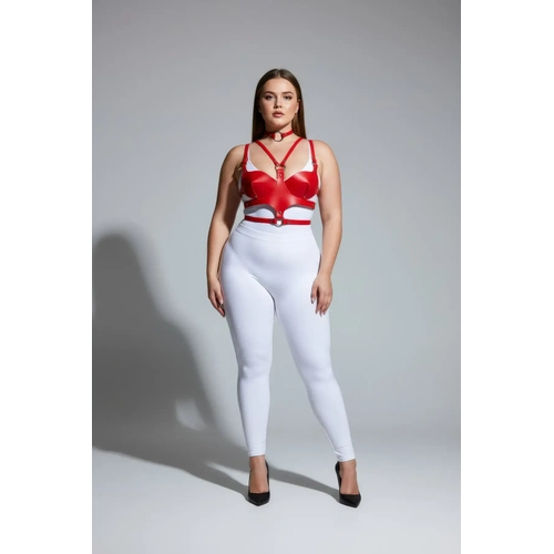 B�y�k Beden K�rm�z� Kad�n Harness Tak�m Deri Halka Detayl� Fantezi Aksesuar - APFT1296