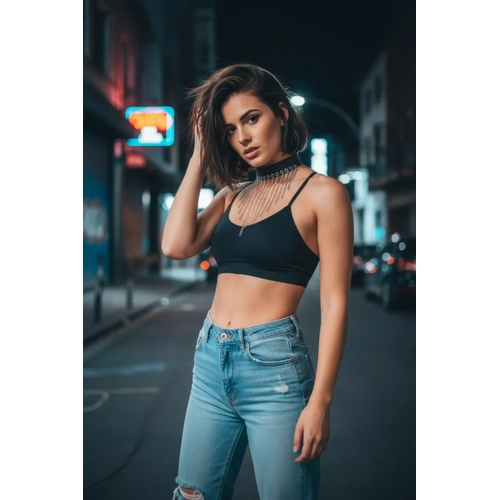 Siyah Choker Uzun Zincir Detayl� Gerdanl�k - APFT629