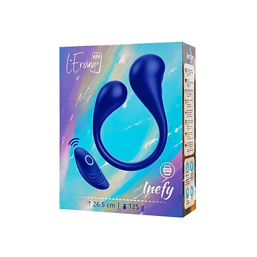 LEroina APP Inefy ok Fonksiyonlu Uygulama ve Kumanda Kontroll Silikon Vibratr  Mavi, 26,5 cm