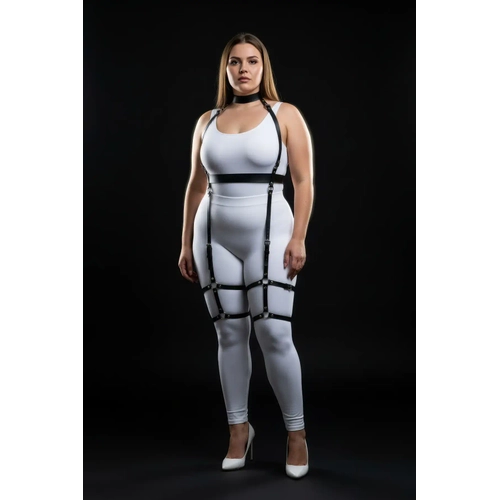 B�y�k Beden Siyah Kad�n Deri Full Body Harness Tak�m ��k V�cut Aksesuar� - APFT864