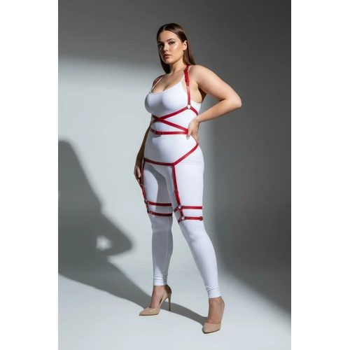B�y�k Beden K�rm�z� Kad�n Jartiyer Harness Deri Fantazi V�cut Tak�m� - APFT274