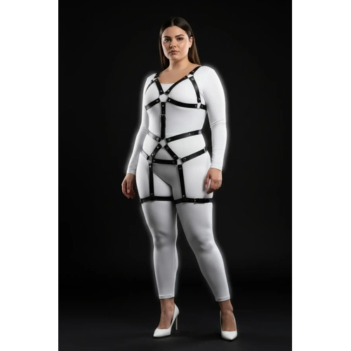 B�y�k Beden Siyah Kad�n Harness Tak�m Deri Body Fantezi Aksesuar - APFT750