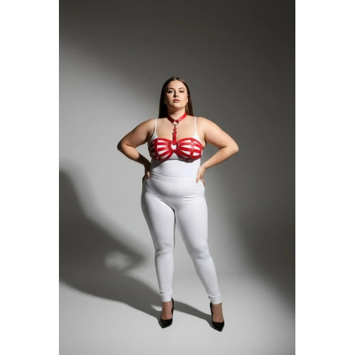 B�y�k Beden K�rm�z� Kad�n Deri Harness Tak�m Halka Detayl� Seksi V�cut Aksesuar� - APFT224