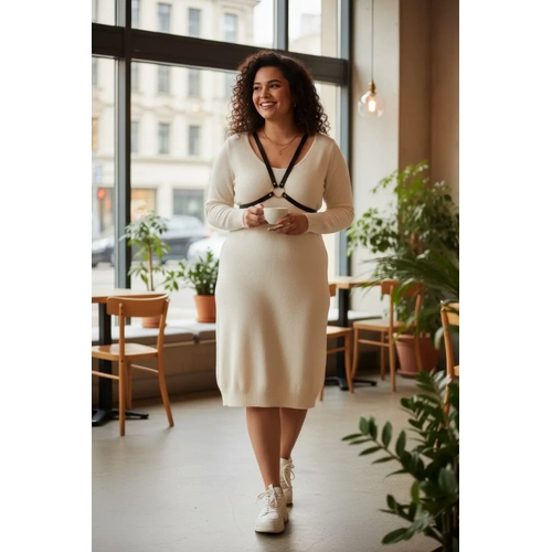 B�y�k Beden Siyah Kad�n Kemer Deri Harness Minimal Halka Detayl� Kombin Aksesuar� - APFT131