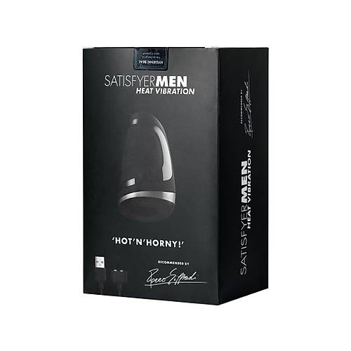 Satisfyer Men Heat Vibratiion Masturbator Gereki Olmayan, Silikon, Siyah, 15 cm