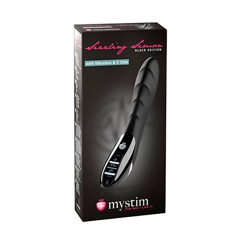 Mystim Sizzling Simon Elektro Stimlasyonlu Vibratr Siyah, 27cm, Silikon