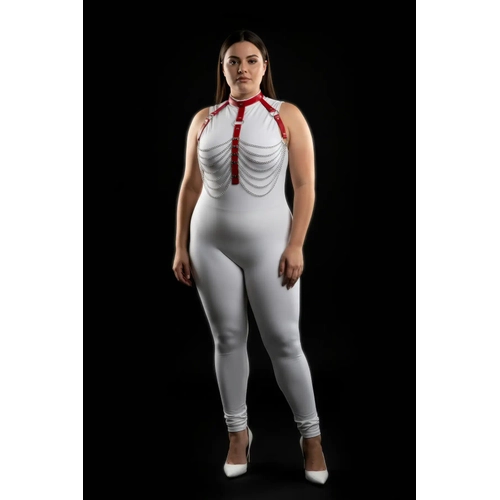 B�y�k Beden K�rm�z� Kad�n Harness Tak�m Zincir Detayl� Deri V�cut Aksesuar� - APFT721