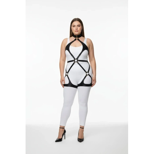 B�y�k Beden Siyah Kad�n Deri Full Body Harness Tak�m G�nl�k ve Fantezi Kombin Aksesuar� - APFT1331