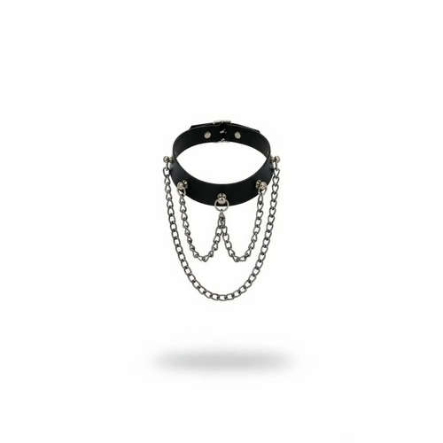Siyah Choker Deri Zincir Detayl� Yaka Kolyesi - APFT1071
