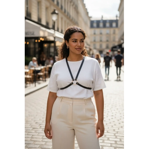 B�y�k Beden Siyah Kad�n Kemer Deri Harness Minimal Halka Detayl� Kombin Aksesuar� - APFT131