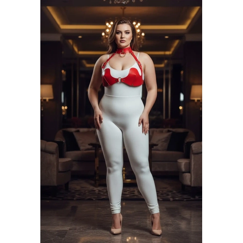 B�y�k Beden K�rm�z� Kad�n Harness Tak�m Deri S�tyen Halka Detayl� Fantezi Aksesuar - APFT1226
