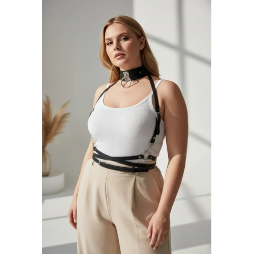B�y�k Beden Siyah Kad�n Kemer Deri Harness V�cut Aksesuar� - APFT644
