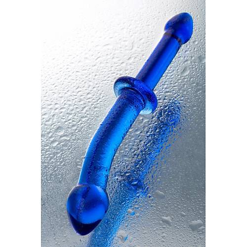 ift tarafl yapay penis Sexus Glass, cam, mavi, 25 cm