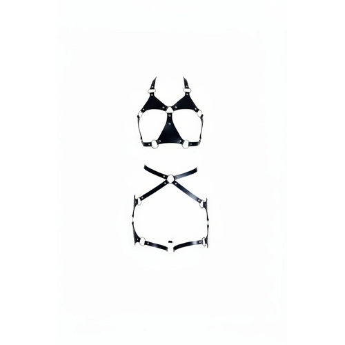 Siyah Harness Tak�m O Halka Detayl� V�cut Aksesuar� - APFT1272