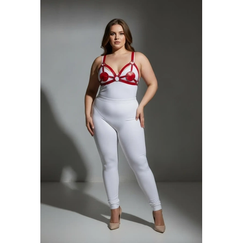 B�y�k Beden K�rm�z� Kad�n Harness Tak�m Deri Halka Detayl� Fantezi Aksesuar - APFT112
