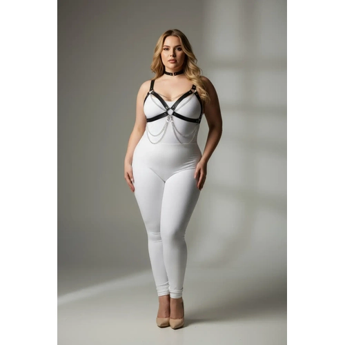B�y�k Beden Siyah Kad�n Harness Tak�m Zincir Detayl� Deri V�cut Aksesuar� - APFT952
