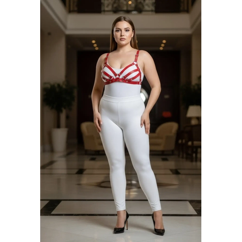 B�y�k Beden K�rm�z� Kad�n Deri S�tyen Harness Tak�m ��k Fantazi Aksesuar - APFT733