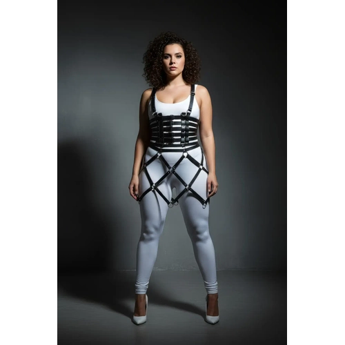 B�y�k Beden Siyah Deri Etek Harness Halka Detayl� Fantazi V�cut Aksesuar� - APFT785