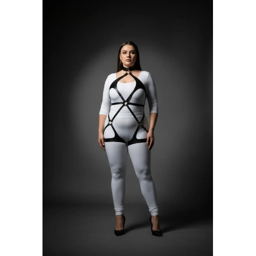 B�y�k Beden Siyah Kad�n Deri Full Body Harness Tak�m G�nl�k ve Fantezi Kombin Aksesuar� - APFT1331