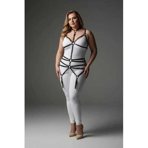 B�y�k Beden Siyah Kad�n Deri Jartiyer Harness B�stiyer Tarz� Fantazi Aksesuar - APFT262