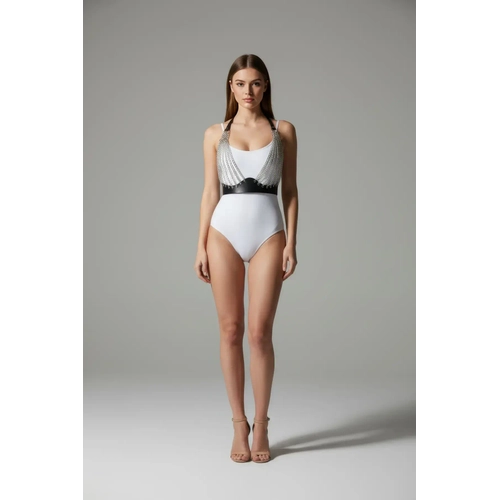 Siyah G���s Harness Zincir Detayl� Deri V�cut Tak�s� - APFT964